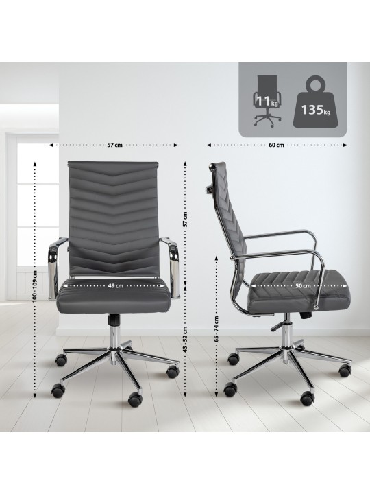 Chaise de bureau Canby simili cuir, gris Chaise de bureau Canby simili cuir, gris