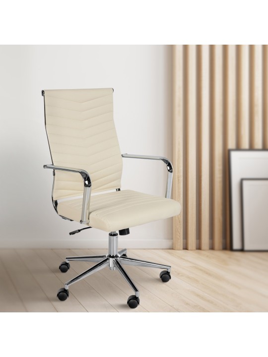 Chaise de bureau Canby simili cuir, crème Chaise de bureau Canby simili cuir, crème