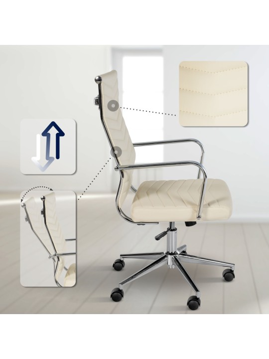 Chaise de bureau Canby simili cuir, crème Chaise de bureau Canby simili cuir, crème