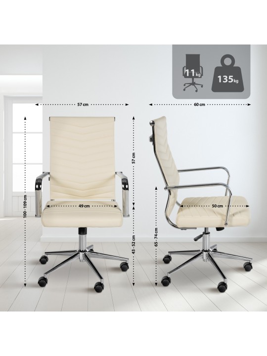 Chaise de bureau Canby simili cuir, crème Chaise de bureau Canby simili cuir, crème