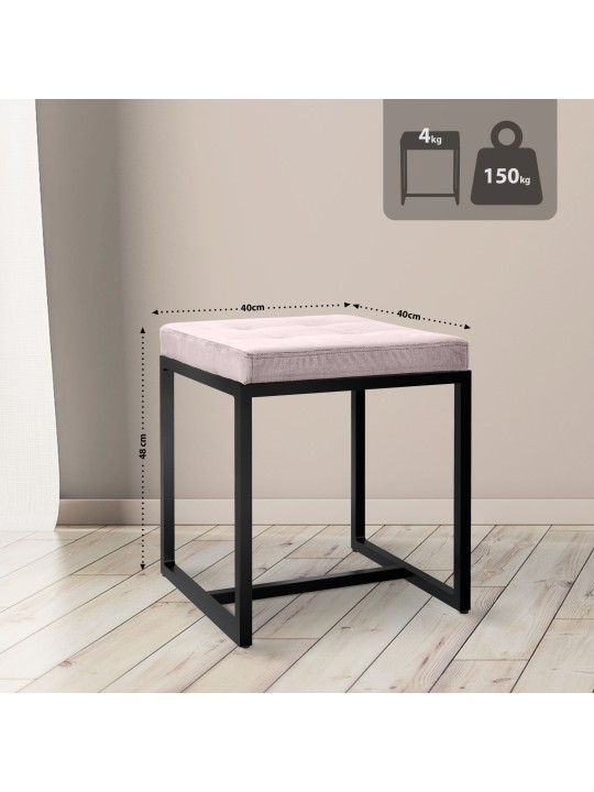 Tabouret Barci B velours, gris clair