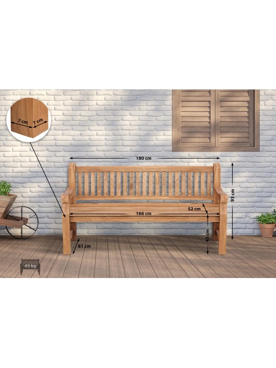 Banc en teck Jackson V2 180 cm, teck Banc en teck Jackson V2 180 cm, teck