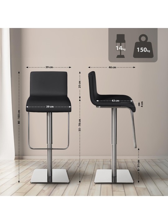 Tabouret de bar Limon E, noir