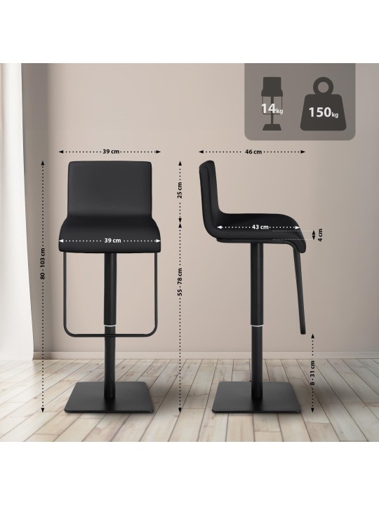 Tabouret de bar Limon B, noir