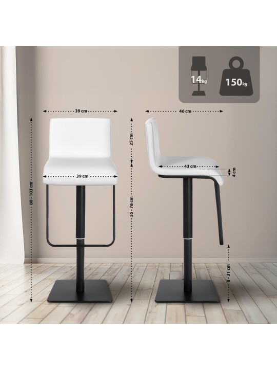 Tabouret de bar Limon B, blanc