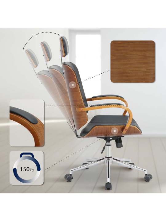 Chaise de bureau Dayton, noyer/noir