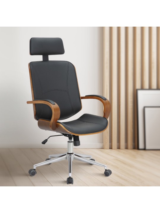 Chaise de bureau Dayton, noyer/noir