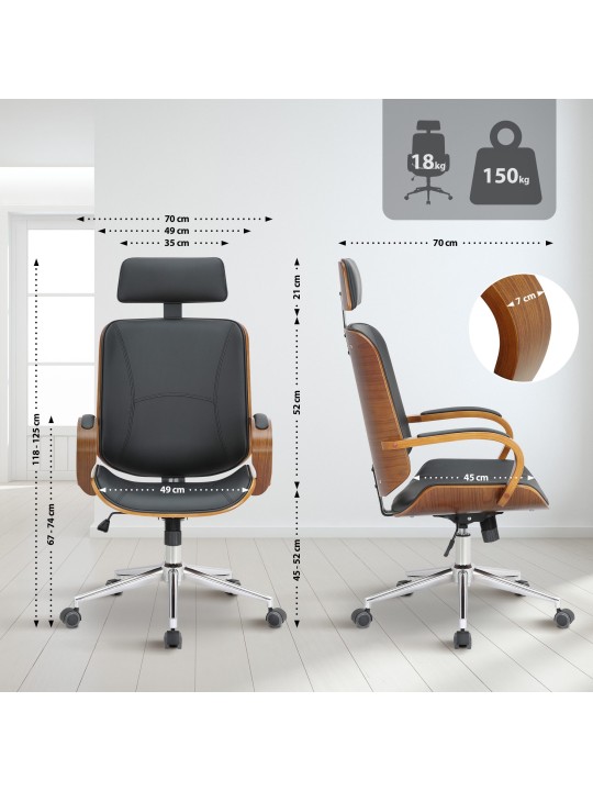 Chaise de bureau Dayton, noyer/noir