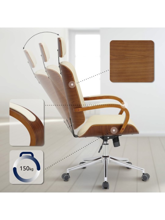 Chaise de bureau Dayton, noyer/crème Chaise de bureau Dayton, noyer/crème