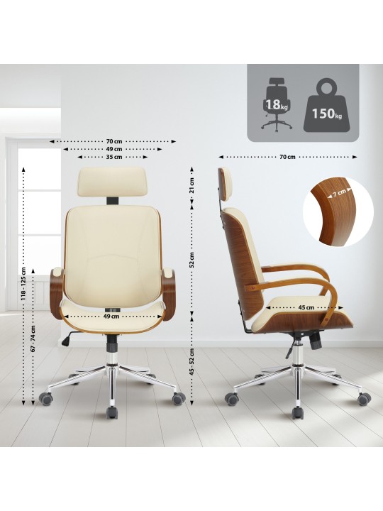 Chaise de bureau Dayton, noyer/crème Chaise de bureau Dayton, noyer/crème