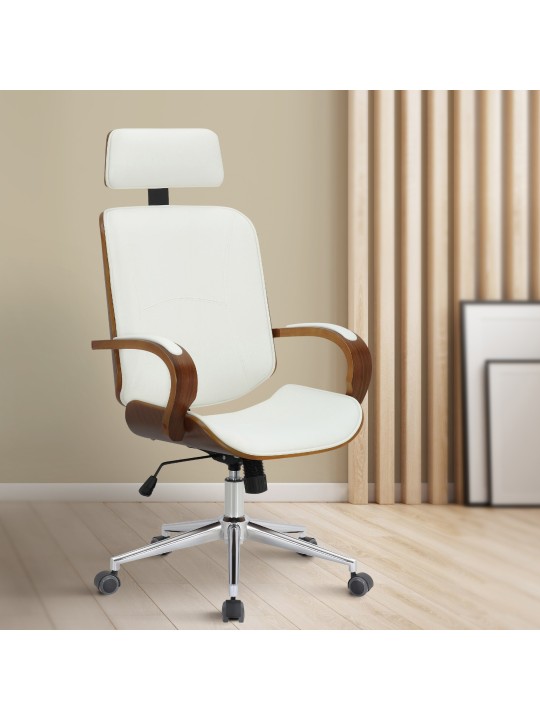 Chaise de bureau Dayton, noyer/blanc