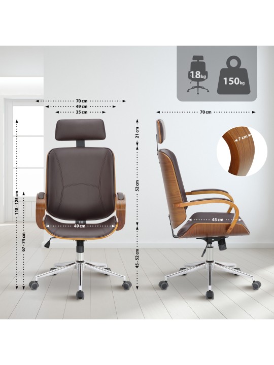 Chaise de bureau Dayton, noyer/brun