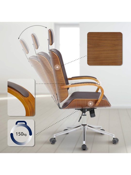 Chaise de bureau Dayton, noyer/brun