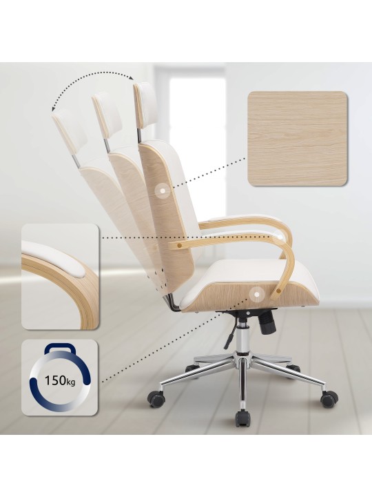 Chaise de bureau Dayton, naturel/blanc Chaise de bureau Dayton, naturel/blanc