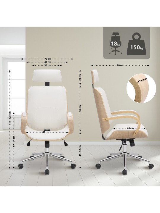 Chaise de bureau Dayton, naturel/blanc Chaise de bureau Dayton, naturel/blanc