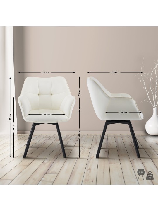 Chaise de salle à manger Jordi velours, crème Chaise de salle à manger Jordi velours, crème