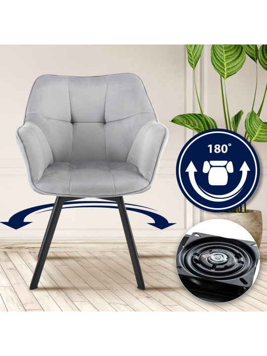 Chaise de salle à manger Jordi velours, gris foncé Chaise de salle à manger Jordi velours, gris foncé