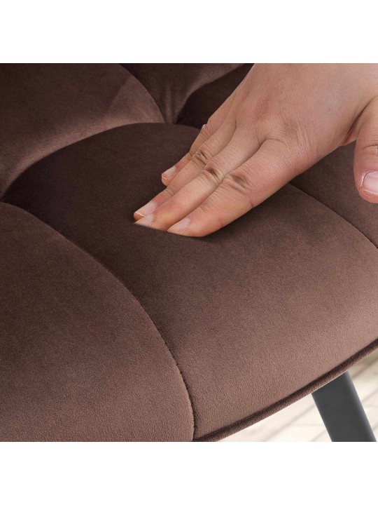 Chaise de salle à manger Jordi velours, brun