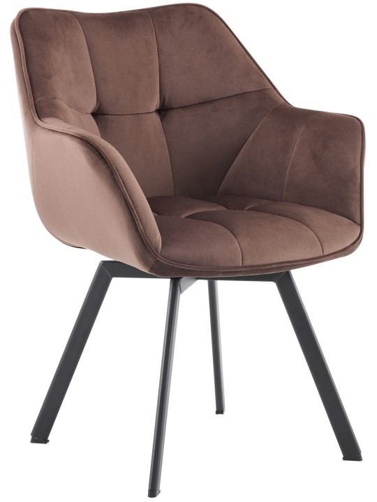 Chaise de salle à manger Jordi velours, brun