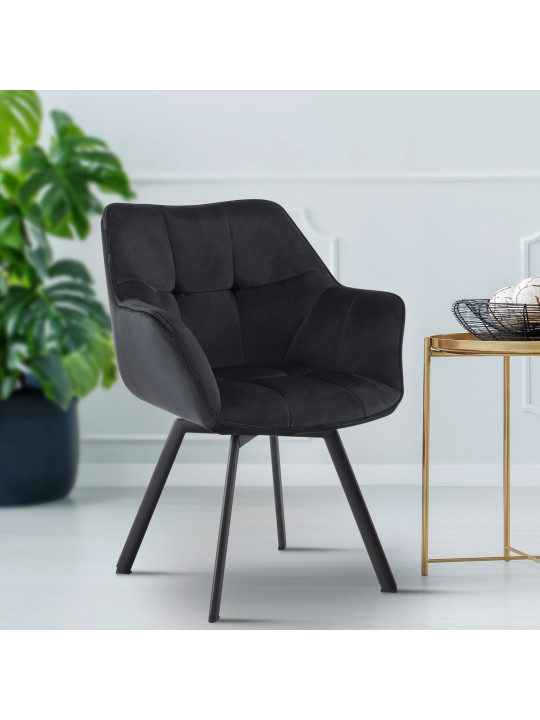 Chaise de salle à manger Jordi velours, noir Chaise de salle à manger Jordi velours, noir