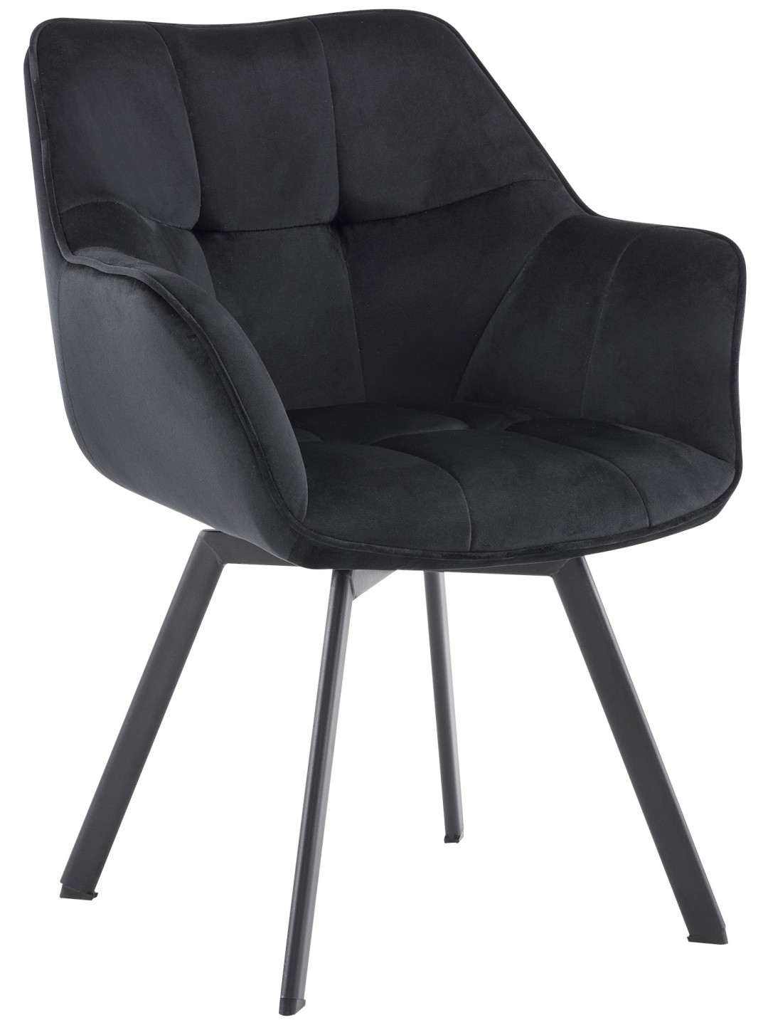 Chaise de salle à manger Jordi velours, noir