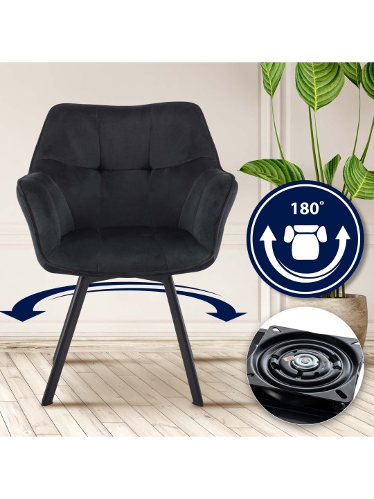 Chaise de salle à manger Jordi velours, noir Chaise de salle à manger Jordi velours, noir