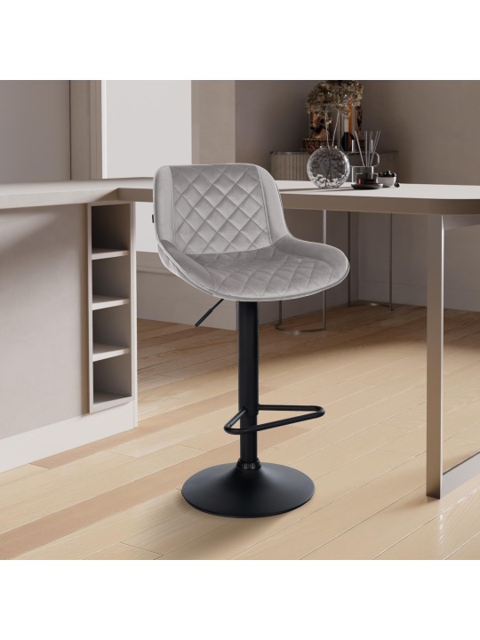 Tabouret de bar Kasson velours, gris