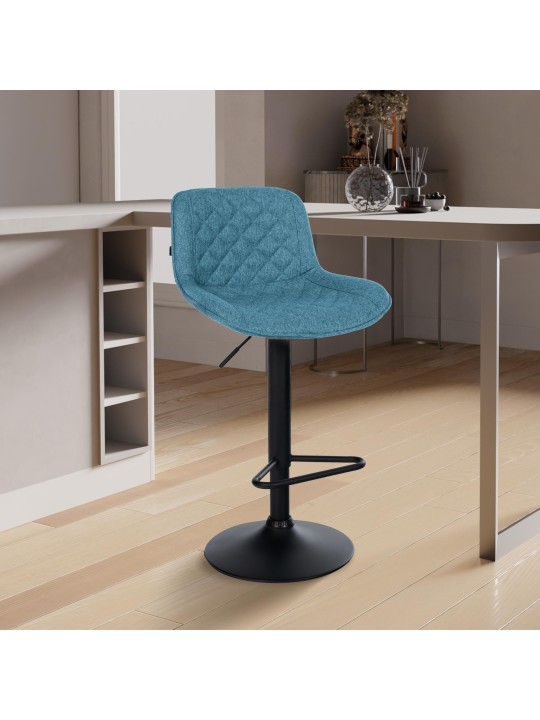 Tabouret de bar Kasson tissu, bleu