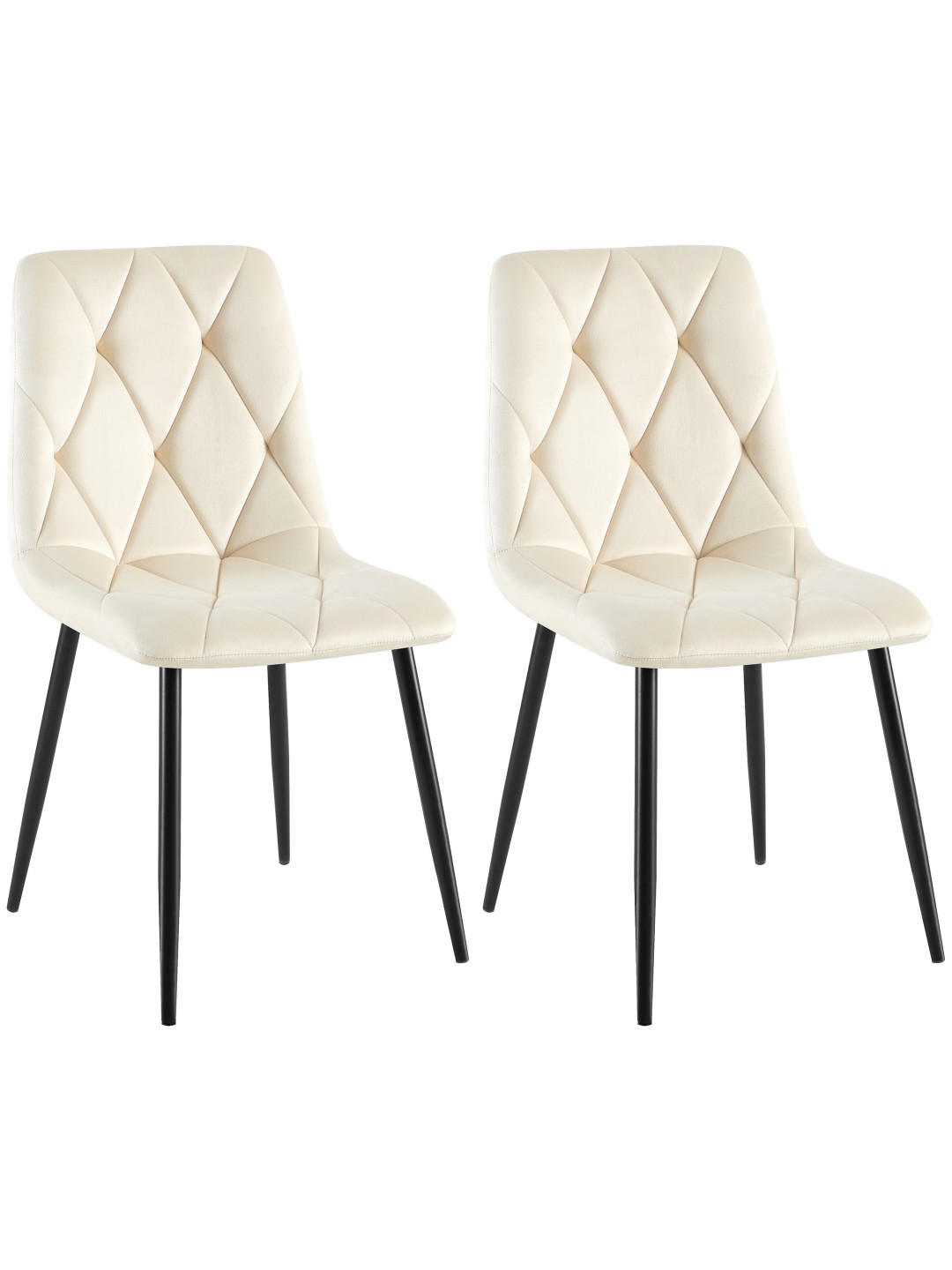 Lot de 2 chaises de salle à manger Clairton velours, crème