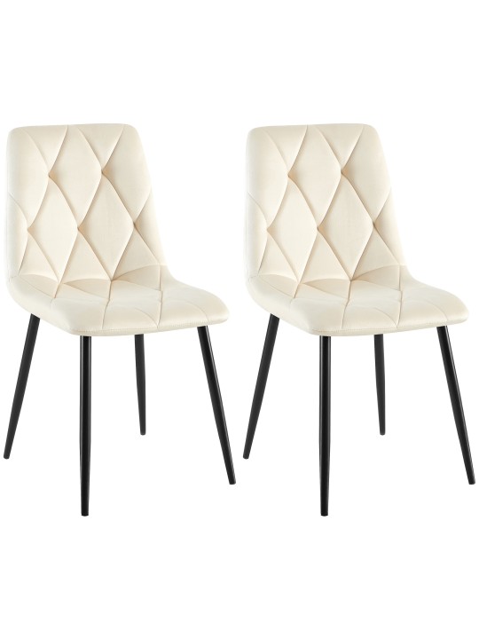 Lot de 2 chaises de salle à manger Clairton velours, crème