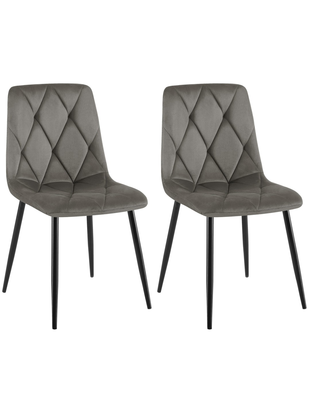 Lot de 2 chaises de salle à manger Clairton velours, anthracite