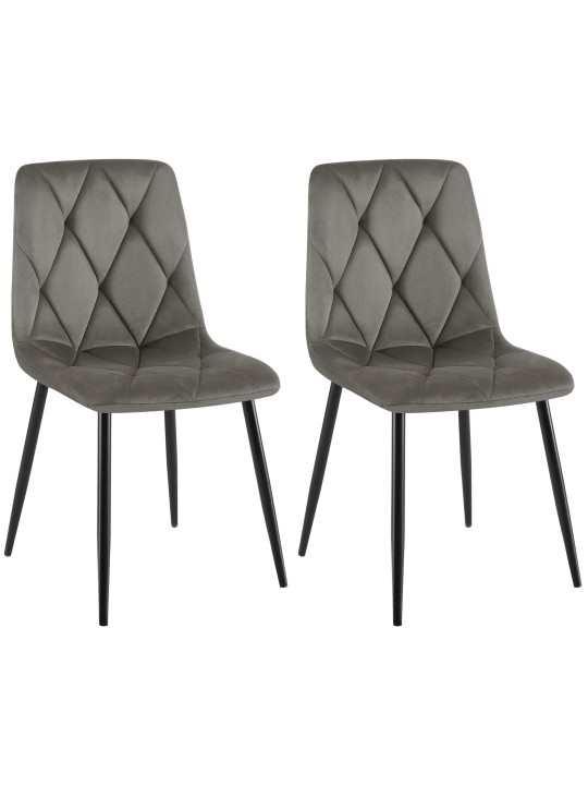 Lot de 2 chaises de salle à manger Clairton velours, anthracite