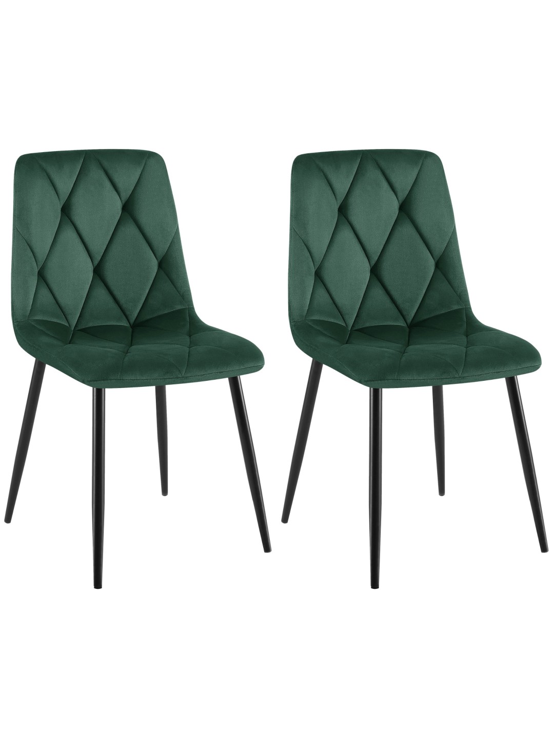 Lot de 2 chaises de salle à manger Clairton velours, vert