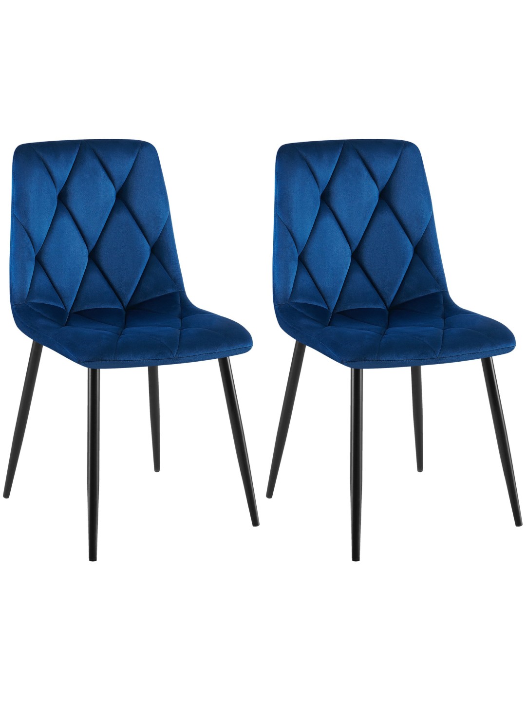 Lot de 2 chaises de salle à manger Clairton velours, bleu foncé
