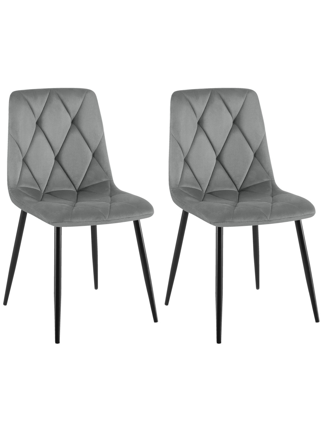 Lot de 2 chaises de salle à manger Clairton velours, gris foncé