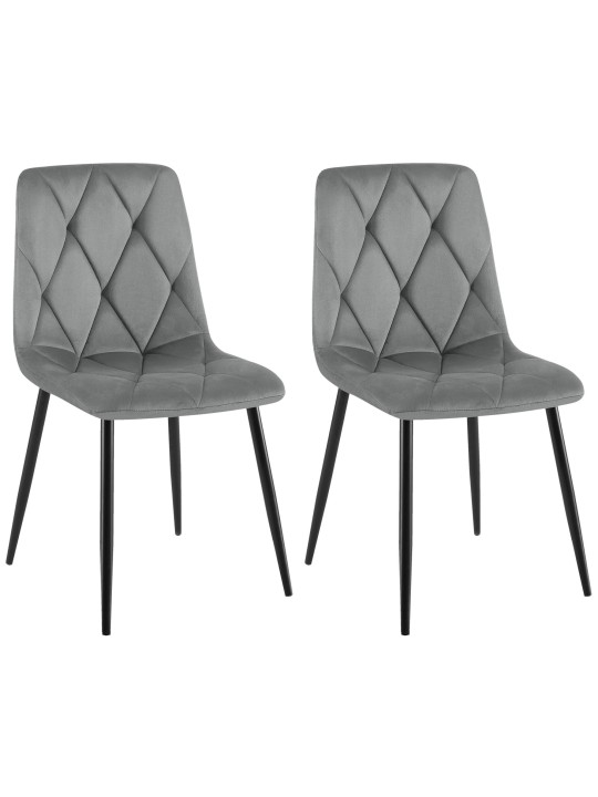 Lot de 2 chaises de salle à manger Clairton velours, gris foncé