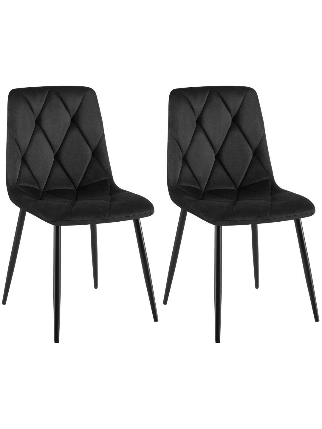 Lot de 2 chaises de salle à manger Clairton velours, noir