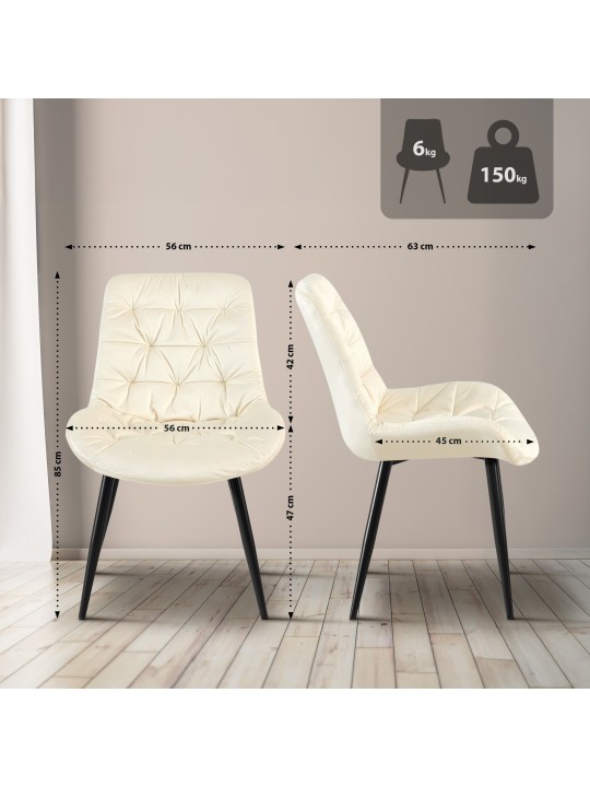 Ensemble de 2 chaises de salle à manger Rossford, crème