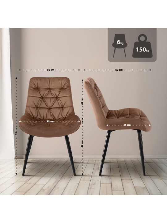 Ensemble de 2 chaises de salle à manger Rossford, brun