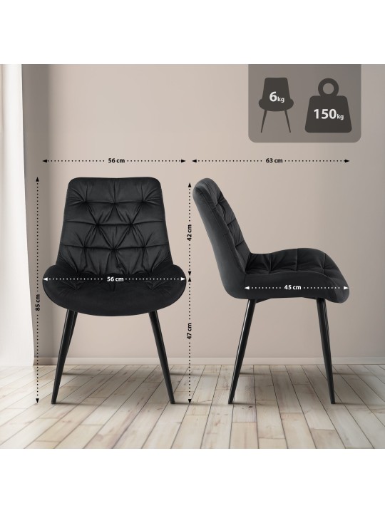 Ensemble de 2 chaises de salle à manger Rossford, noir