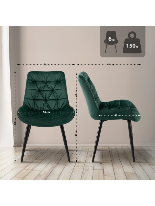 Lot de 2 chaises de salle à manger Rossford, vert Lot de 2 chaises de salle à manger Rossford, vert