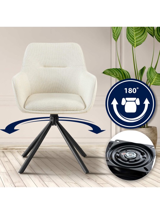 Lot de 2 chaises Tipton tissu, crème