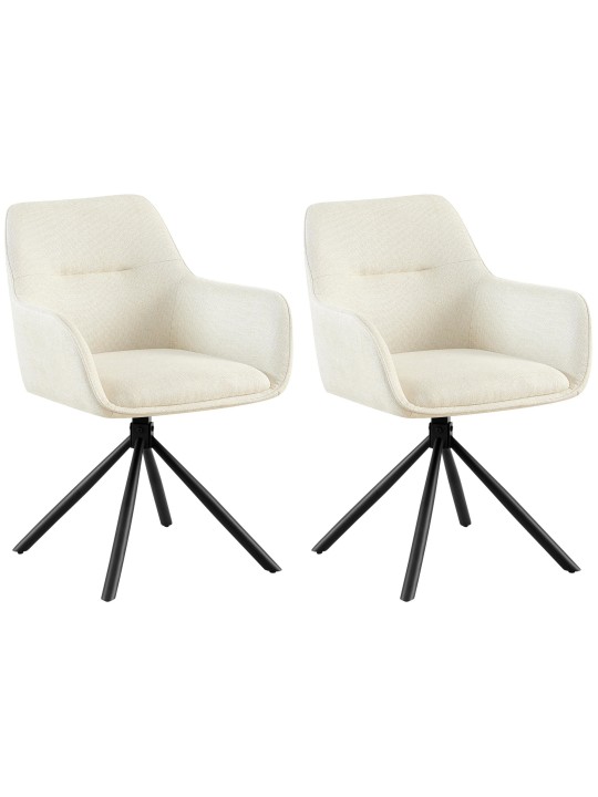 Lot de 2 chaises Tipton tissu, crème
