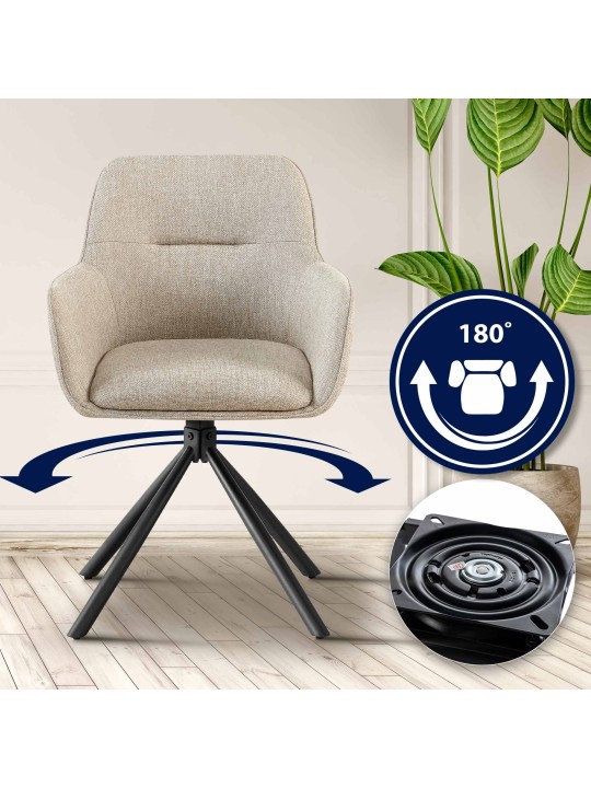 Lot de 2 chaises Tipton tissu, taupe