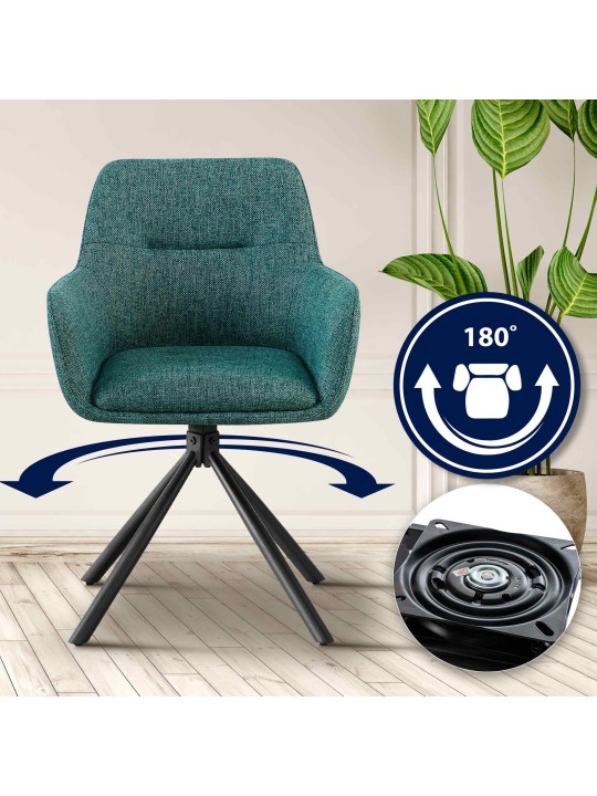 Lot de 2 chaises Tipton tissu, vert foncé