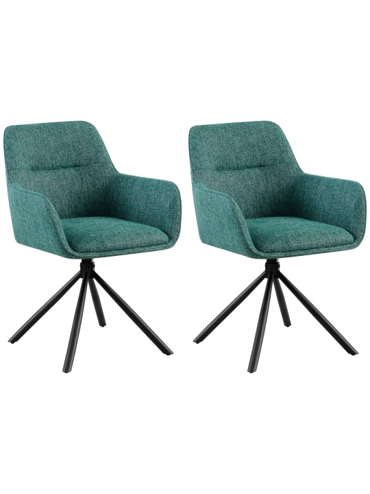 Lot de 2 chaises Tipton tissu, vert foncé