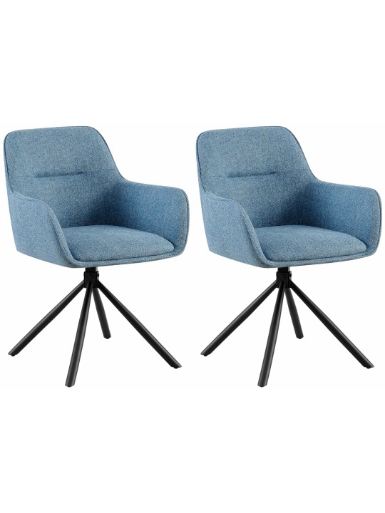 Lot de 2 chaises Tipton tissu, bleu