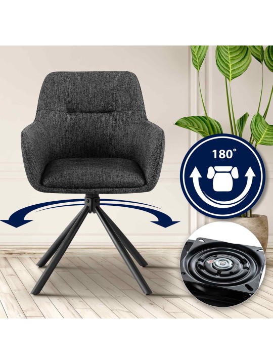 Lot de 2 chaises Tipton tissu, gris foncé