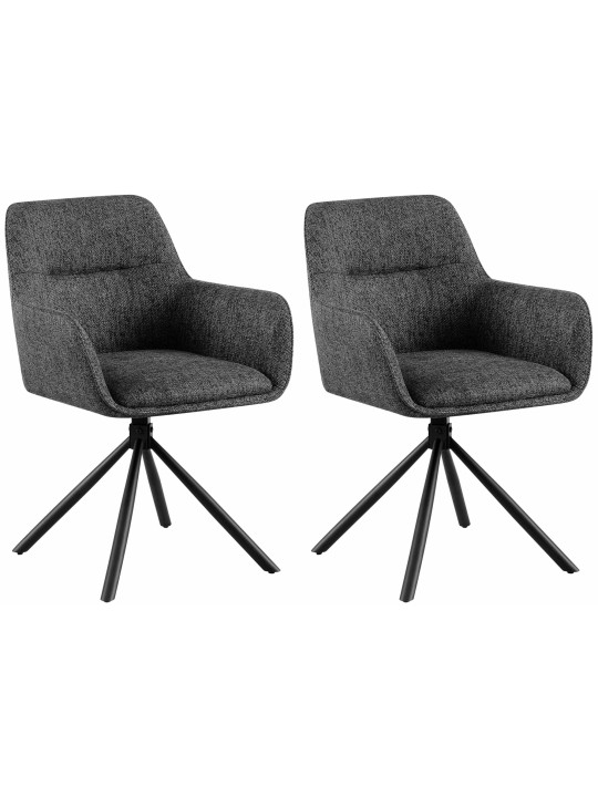 Lot de 2 chaises Tipton tissu, gris foncé