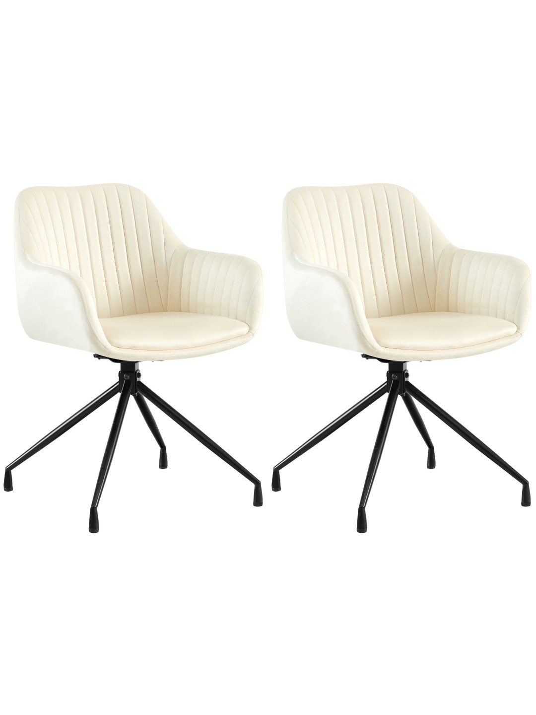 Lot de 2 chaises de salle à manger Welby velours, crème